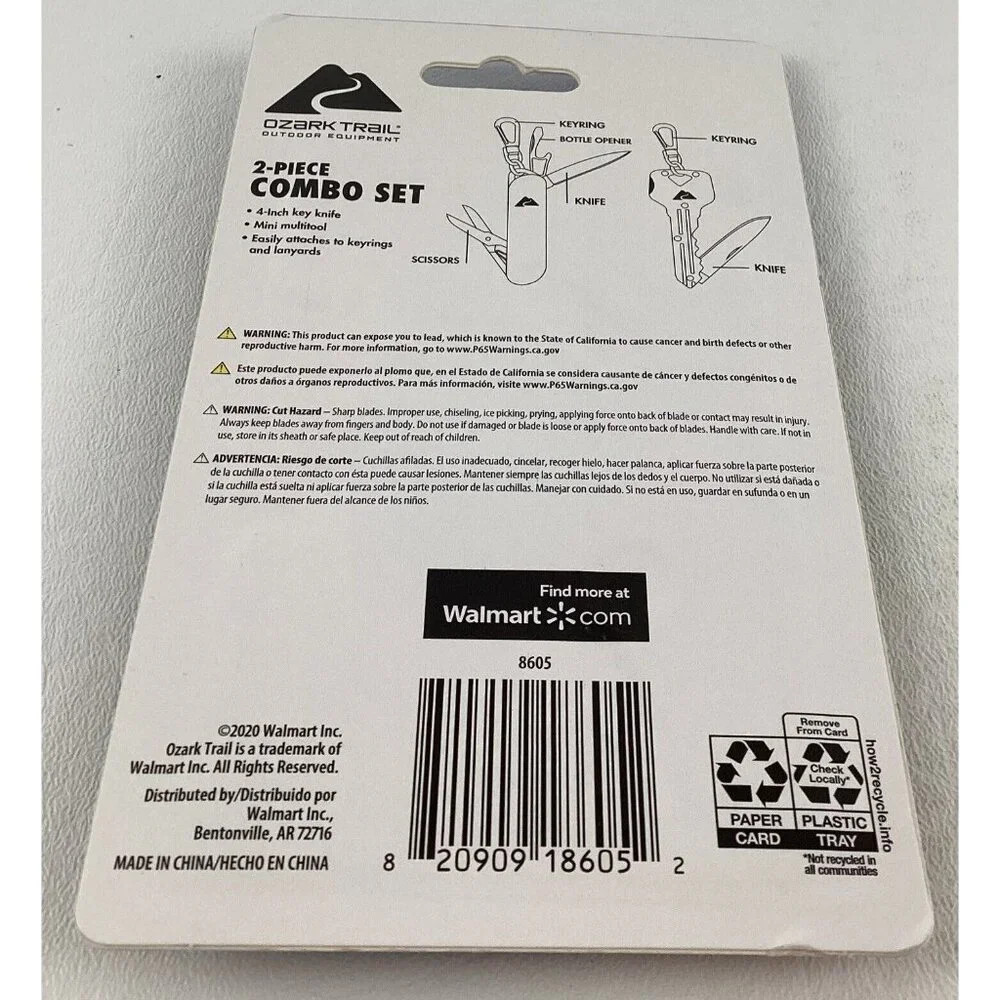 Ozark Trail Outdoor Equipment 2 Piece Combo Set Keyring Knife Mini Multitool New